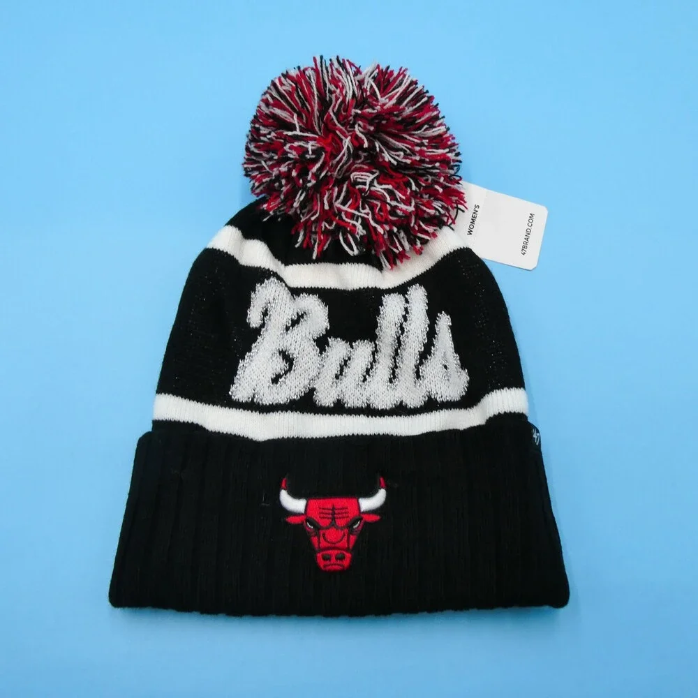 '47 Brand Chicago‎ Bulls Winter Hat Womens Black Knit Acrylic Beanie NBA Script